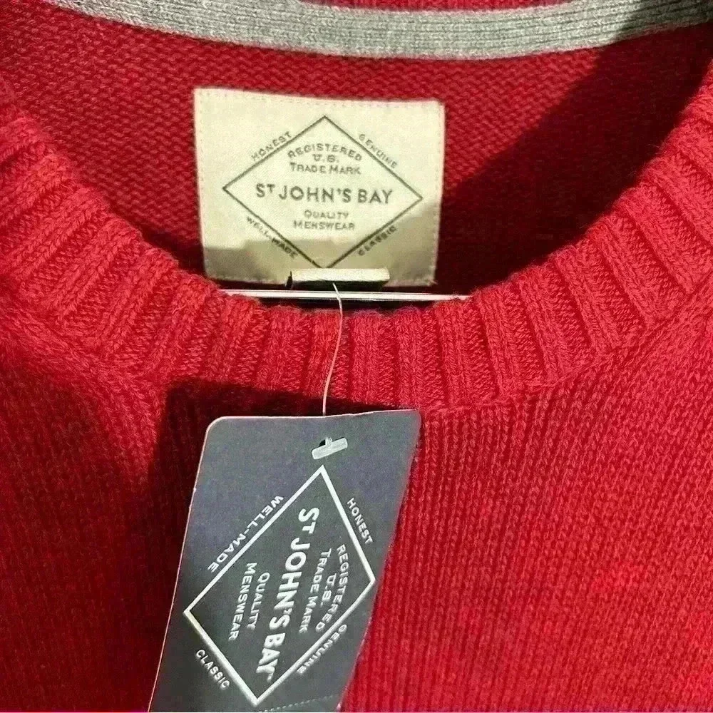 St Johns Bay Men XL Maroon Sweater 100% Cotton NWT